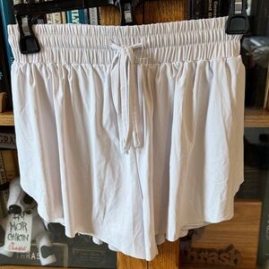 Women's White Athletic Shorts with Elastic Drawstring Waist